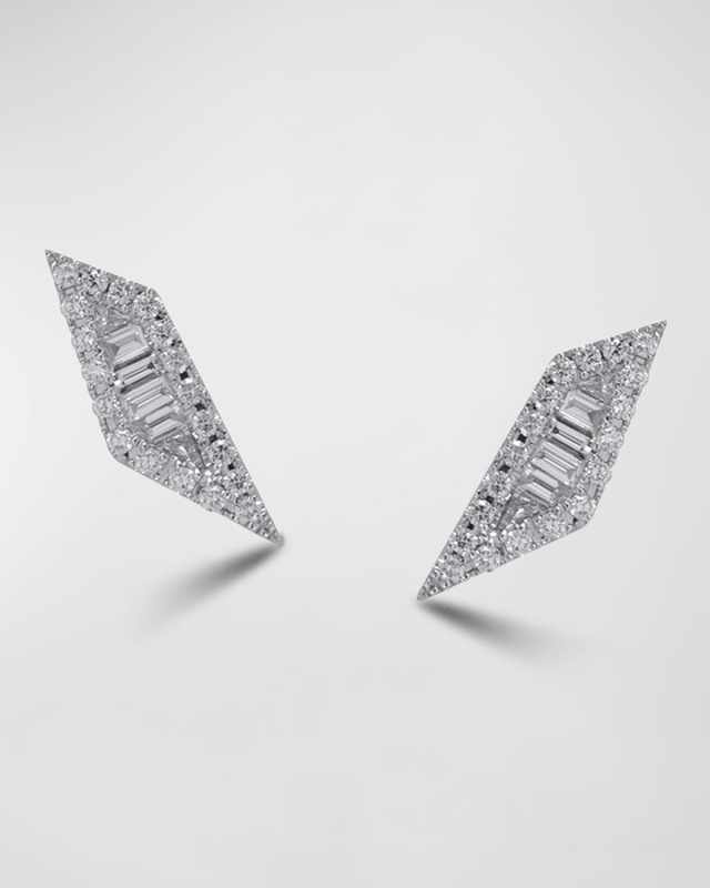 18K White Gold Diamond-Shaped Earrings