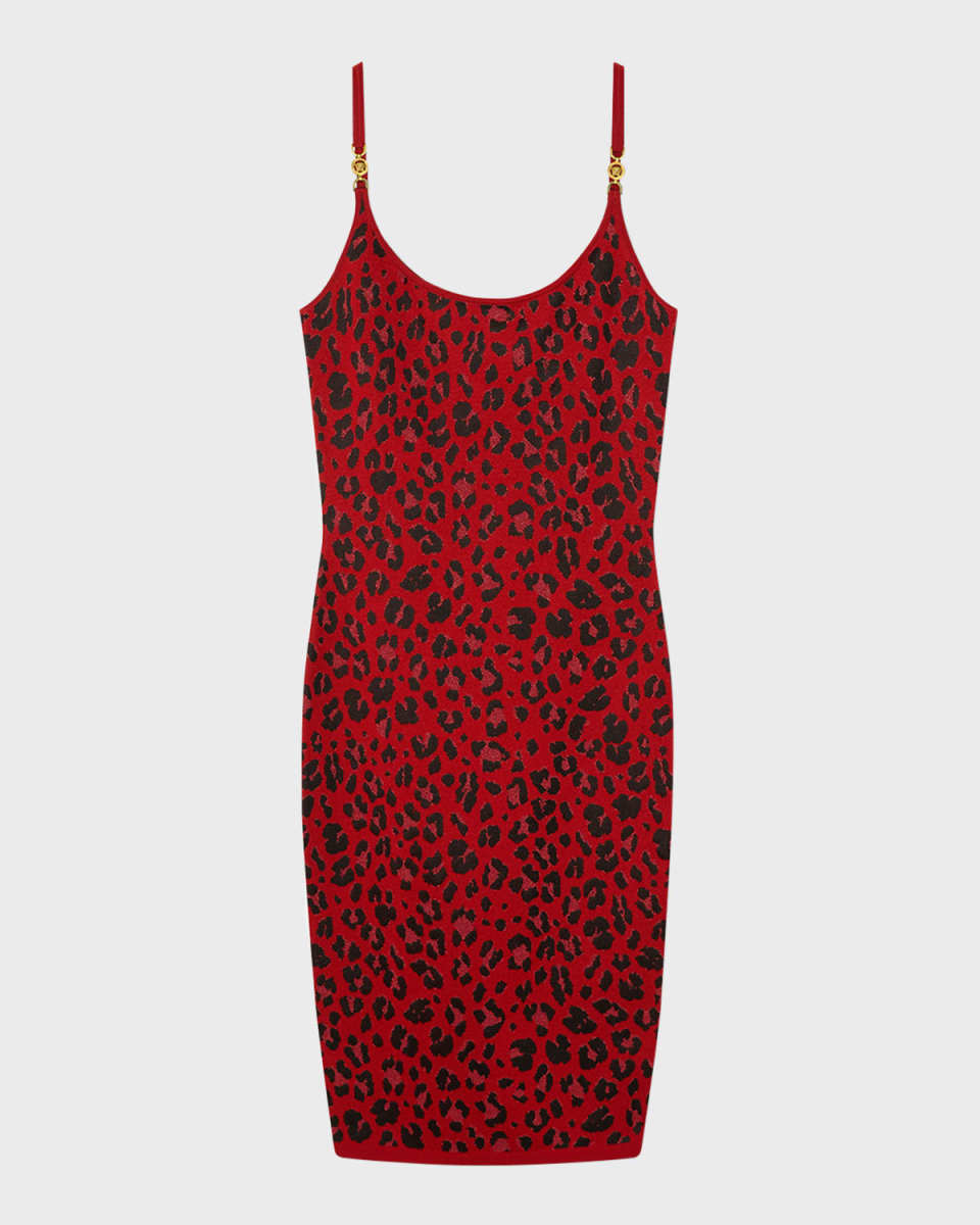 Metallic Animalier Knit Sleeveless Midi Dress