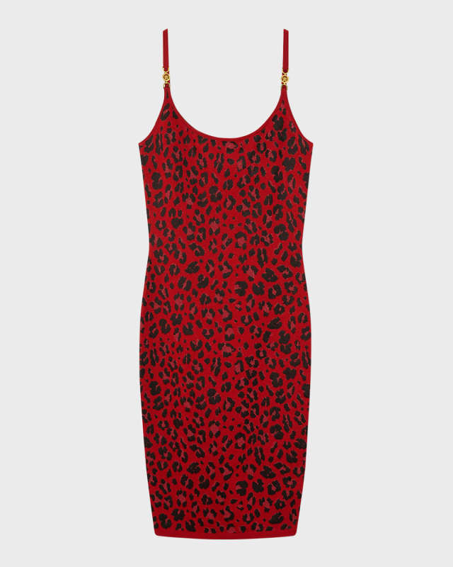 Metallic Animalier Knit Sleeveless Midi Dress