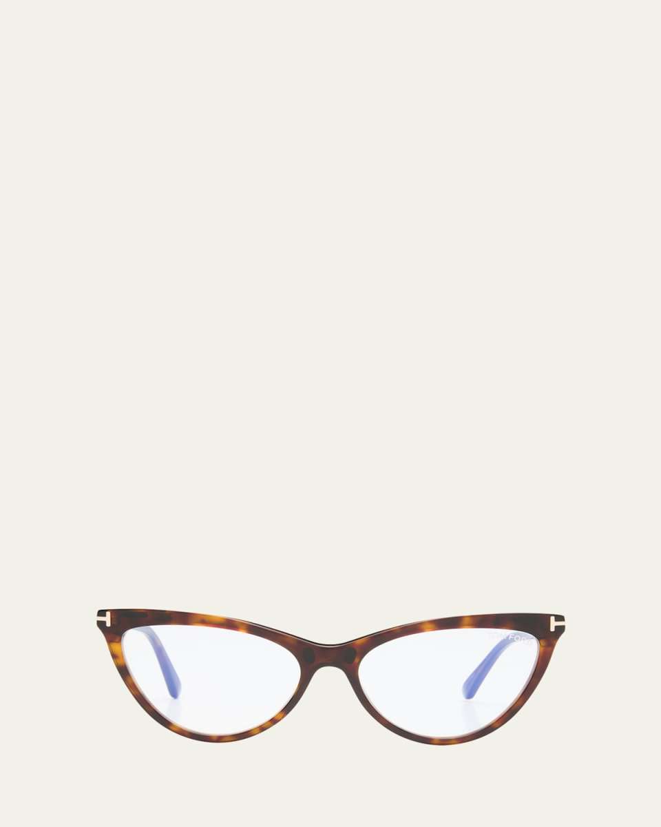 Blue Blocking Acetate & Plastic Cat-Eye Glasses with Clip-On Sun Lenses