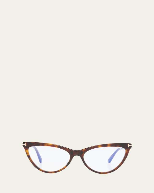 Blue Blocking Acetate & Plastic Cat-Eye Glasses with Clip-On Sun Lenses