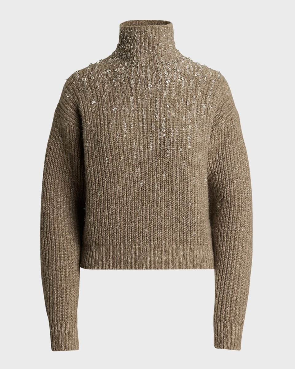 Embellished Cashmere Mockneck Sweater