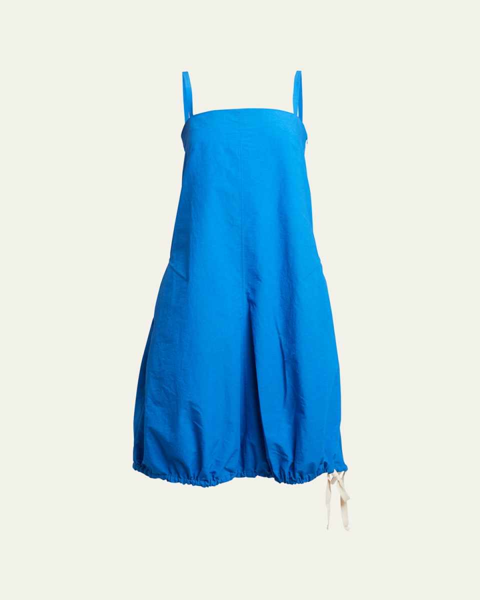 Jacqueline Crinkle Poplin Drawstring Midi Dress