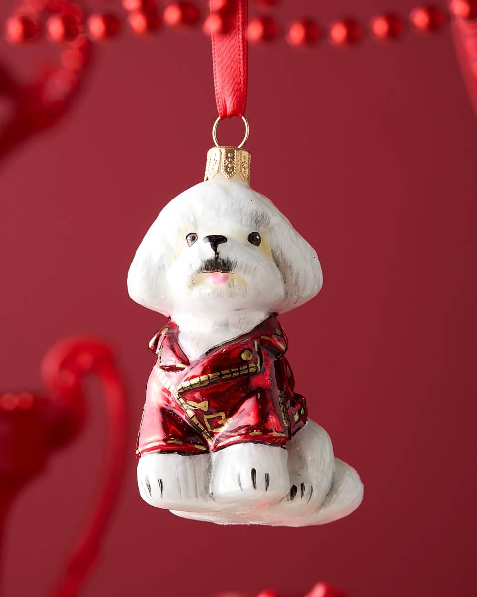Bichon Frise In Moto Jacket Christmas Ornament