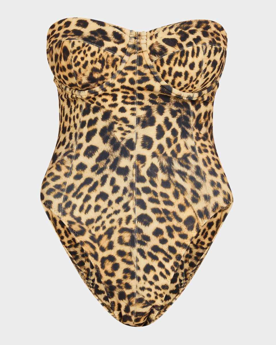 Leopard Corset One-Piece Swimsuit