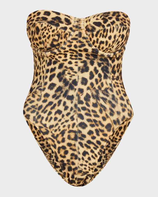 Leopard Corset One-Piece Swimsuit