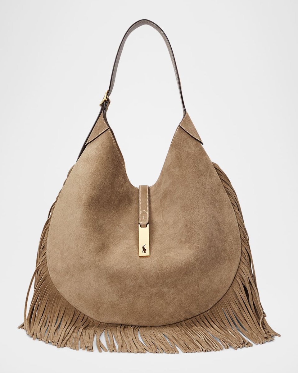 Polo ID Large Fringe Suede Shoulder Bag
