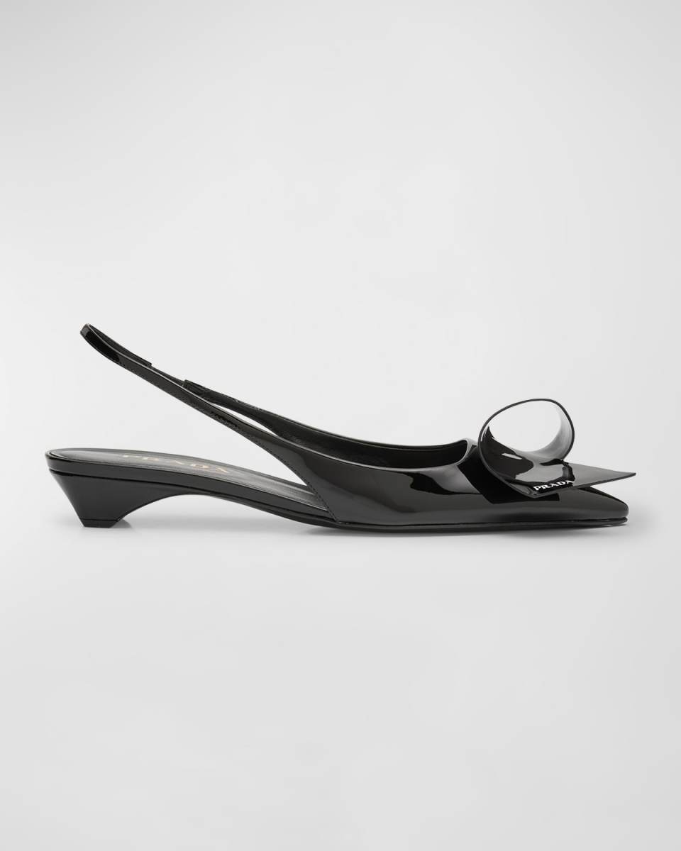 Vernice Patent Ribbon Slingback Ballerina Pumps