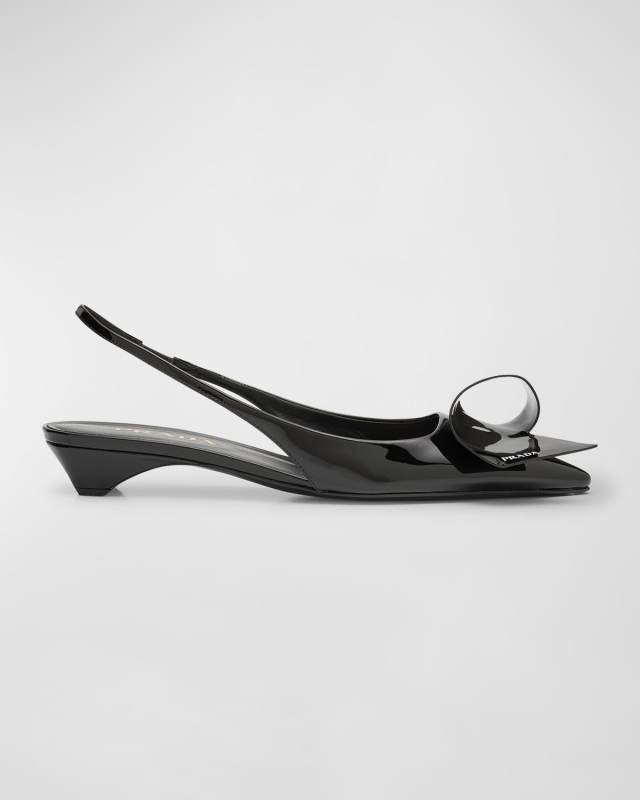 Vernice Patent Ribbon Slingback Ballerina Pumps