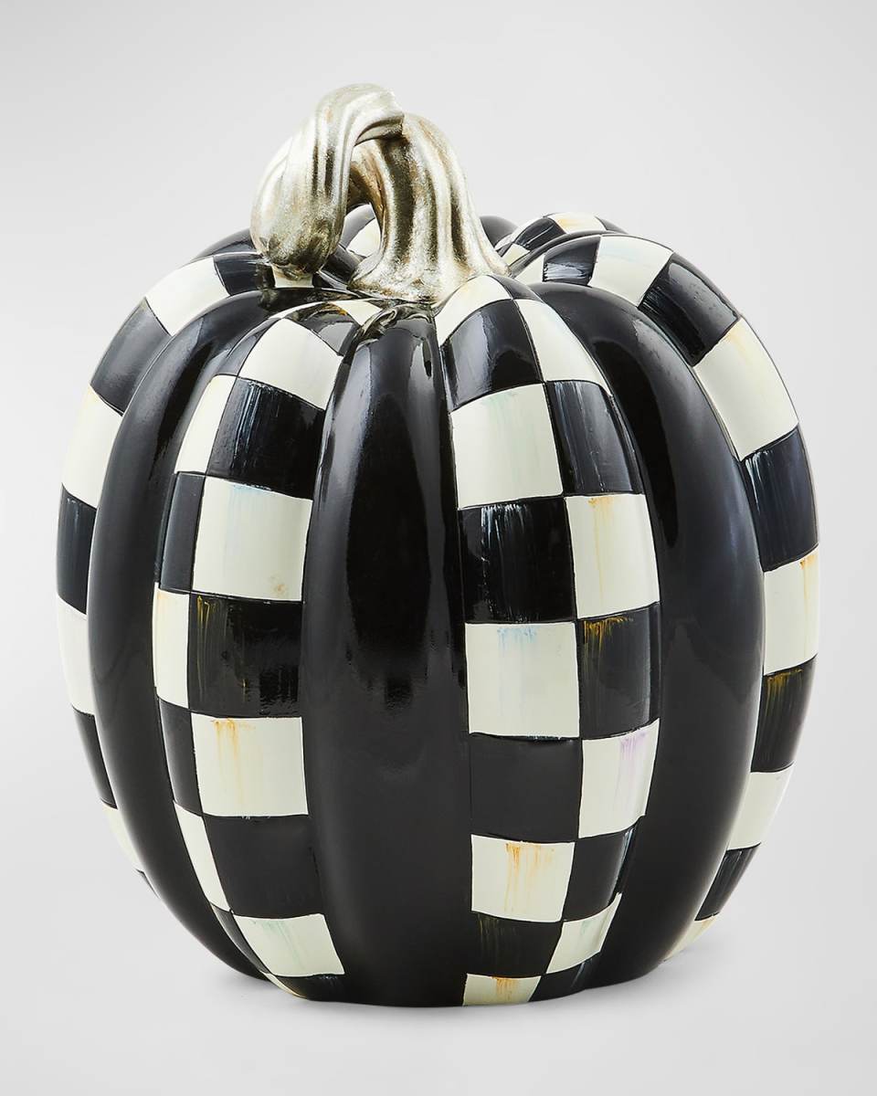 Haunted House Courtly Check Tall Pumpkin, 14.3"