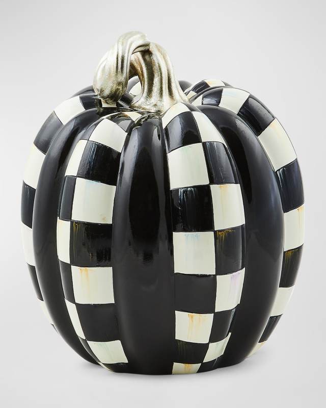 Haunted House Courtly Check Tall Pumpkin, 14.3"