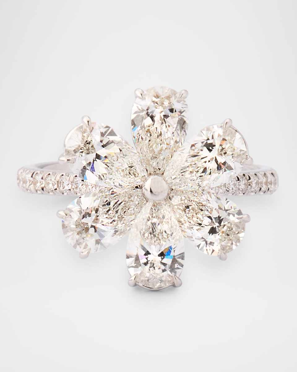 18K White Gold Mel Diamond Flower Statement Ring, Size