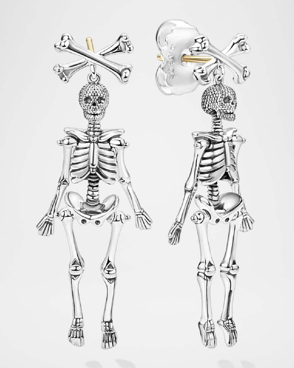 Sterling Silver Rare Wonders 40mm Skeleton Post with Drop Earrings