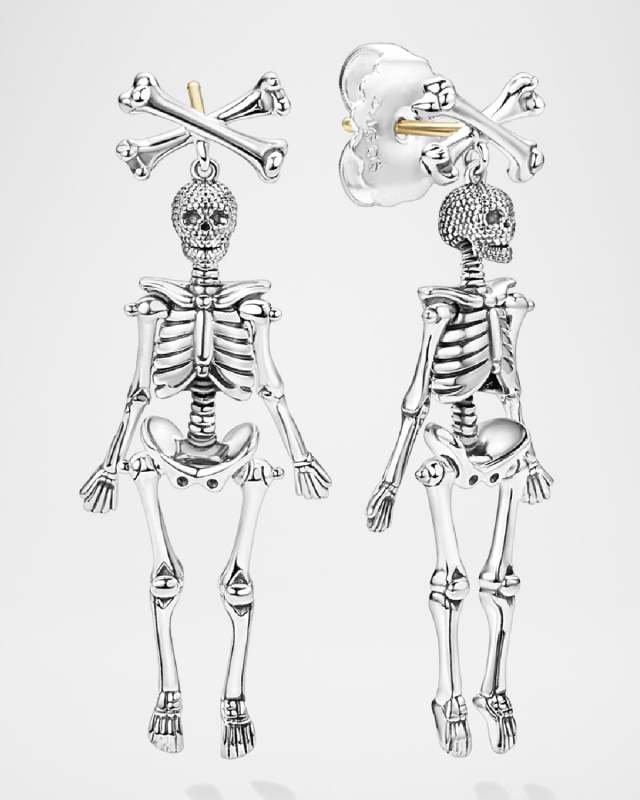 Sterling Silver Rare Wonders 40mm Skeleton Post with Drop Earrings