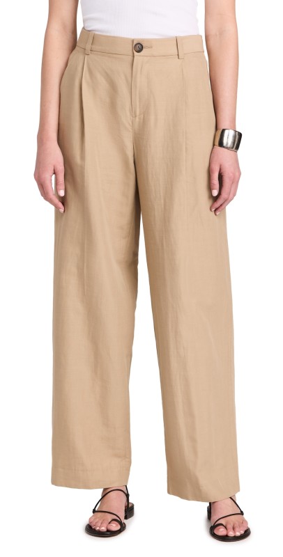 Vince High Waisted Casual Tailored Wide Leg Pants Salt Glass