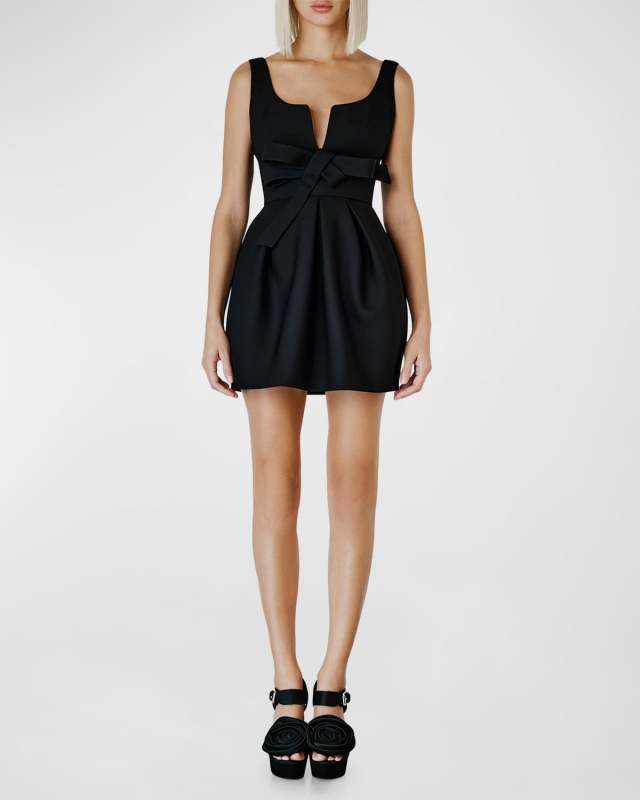 Sweetheart Sleeveless Bow Fit-&-Flare Mini Dress