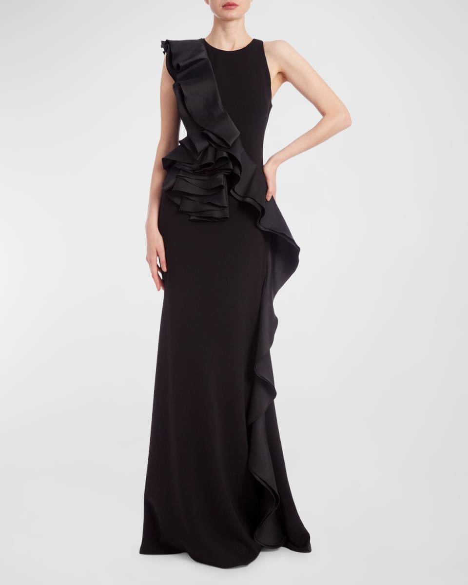 Sleeveless Ruffle Trumpet Gown
