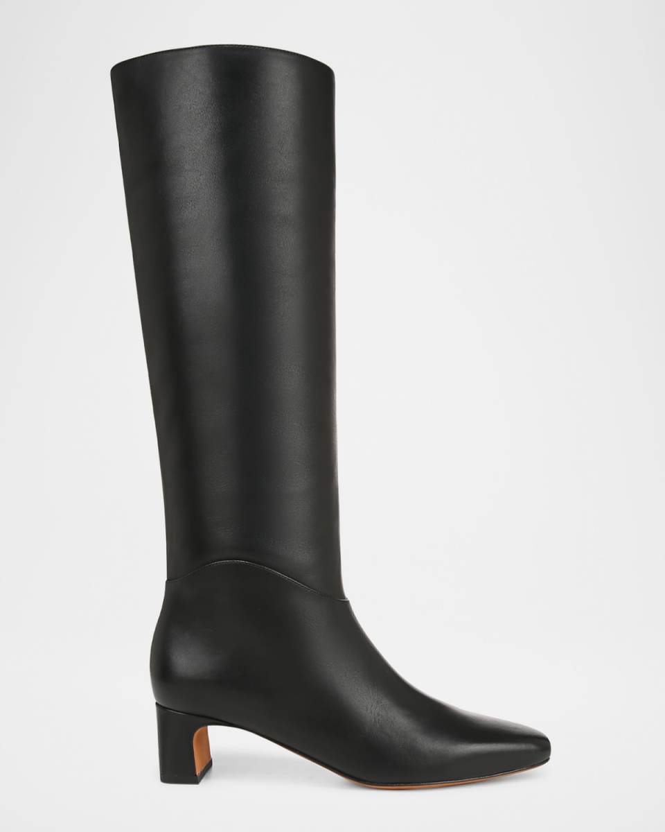Calfskin Kitten-Heel Knee Boots