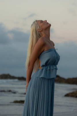 HANNE BLOCH BLUE STRING SILK TOP