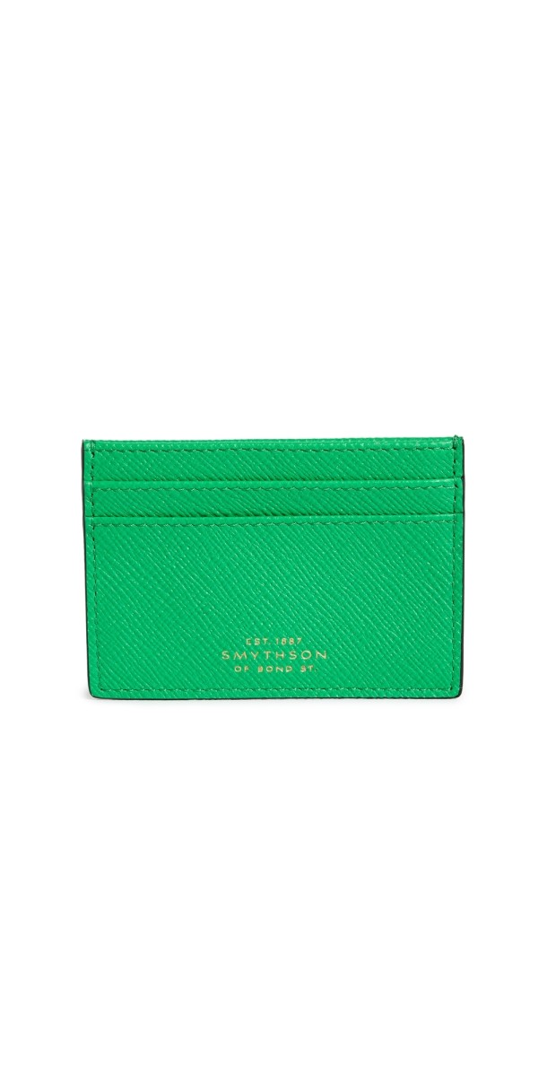 Smythson Flat Card Holder Bright Emerald
