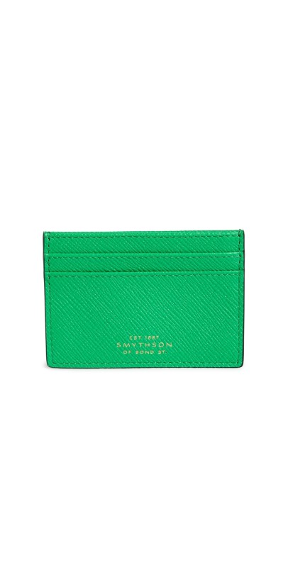 Smythson Flat Card Holder Bright Emerald