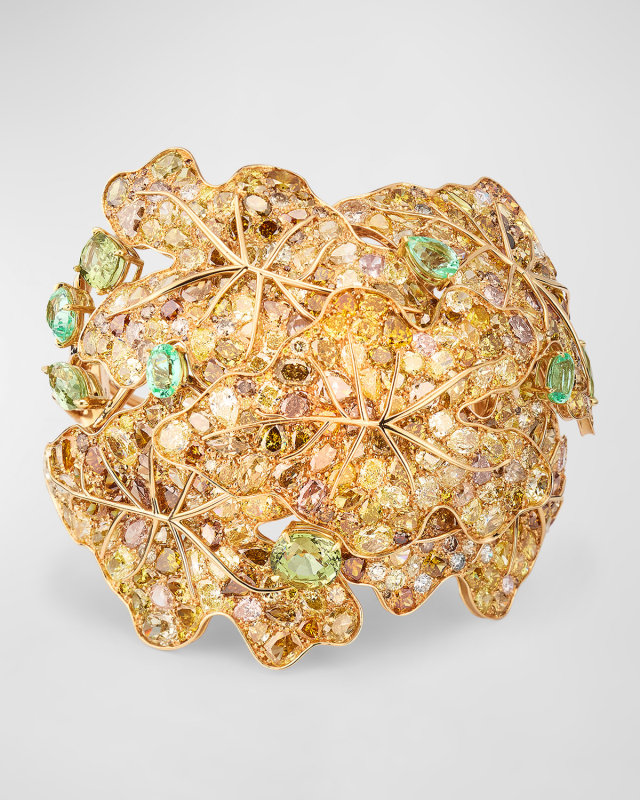 Champagne Diamond, Tsavorite, and Paraiba Tourmaline Bracelet
