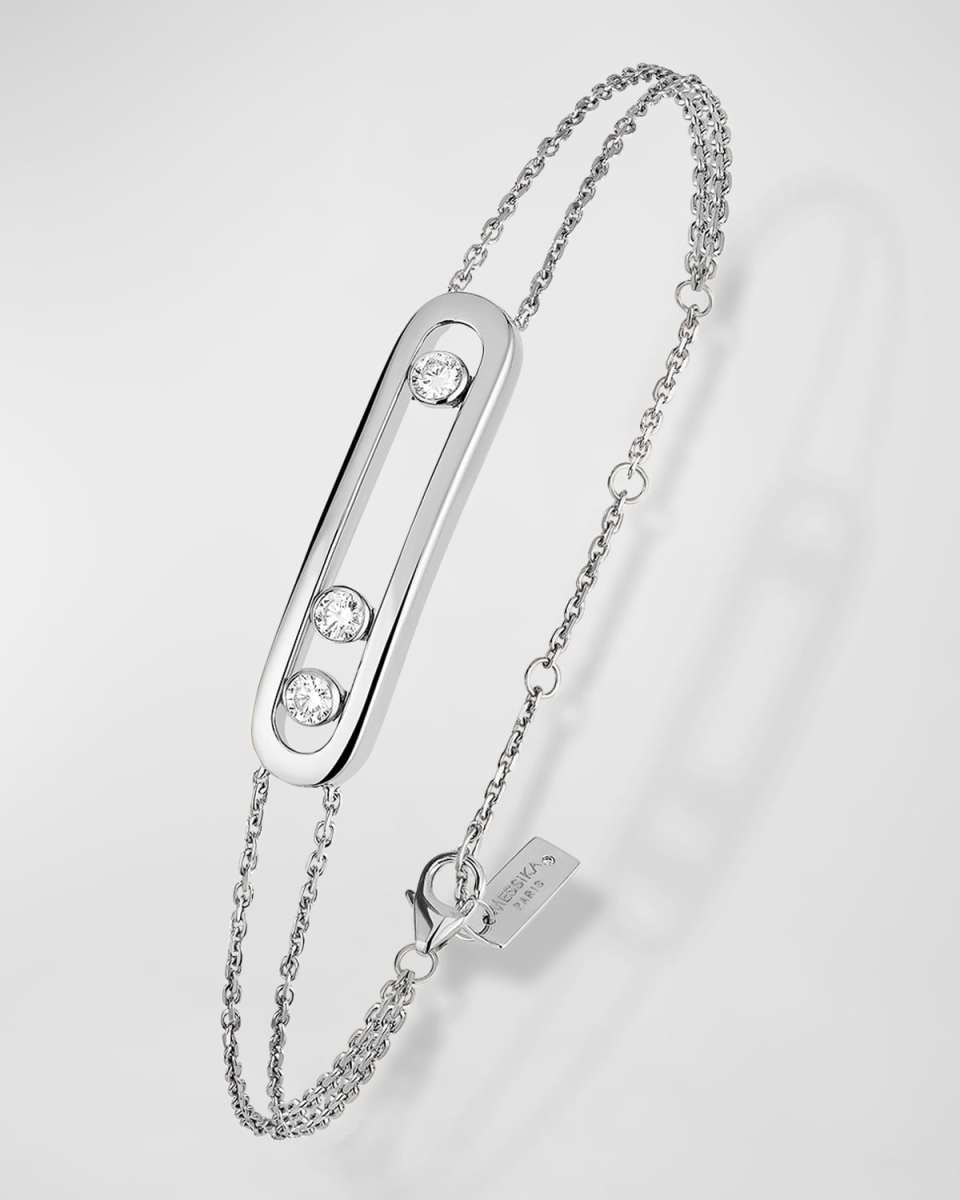 MOVE 18K WHITE GOLD DIAMOND STATION CHAIN BRACELET