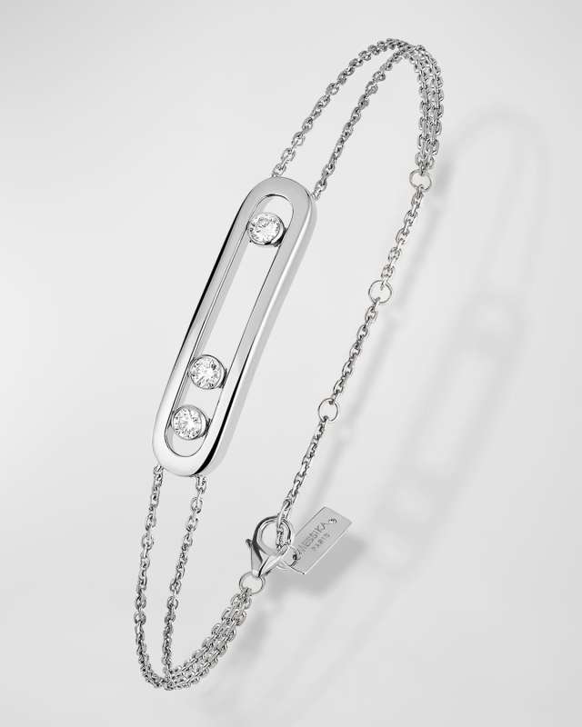 MOVE 18K WHITE GOLD DIAMOND STATION CHAIN BRACELET