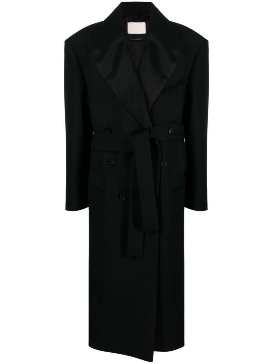 double-breasted virgin-wool coat