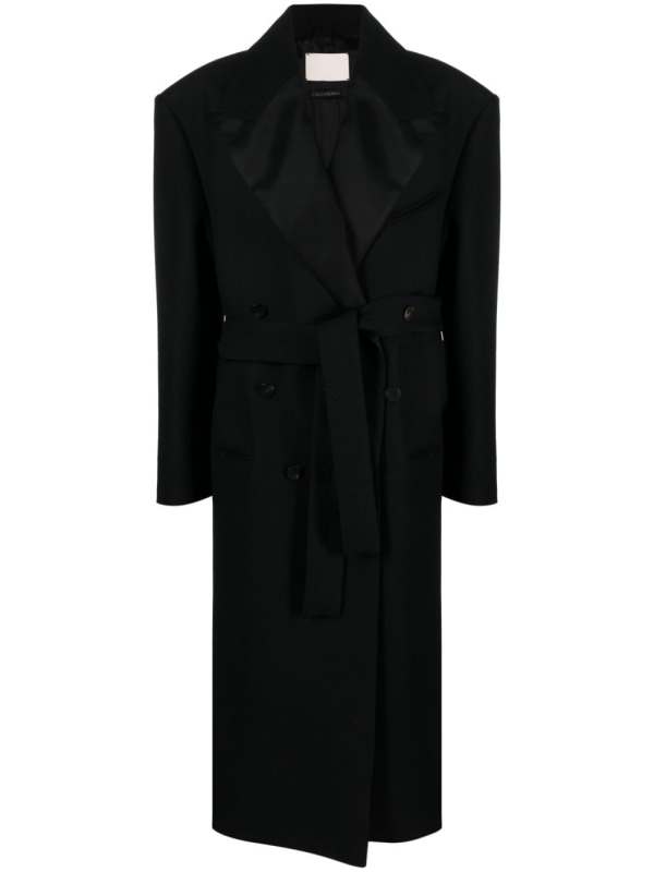 double-breasted virgin-wool coat