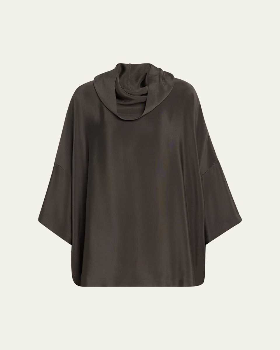 Sloped Shoulder Cowl-Neck Top (Long Length)
