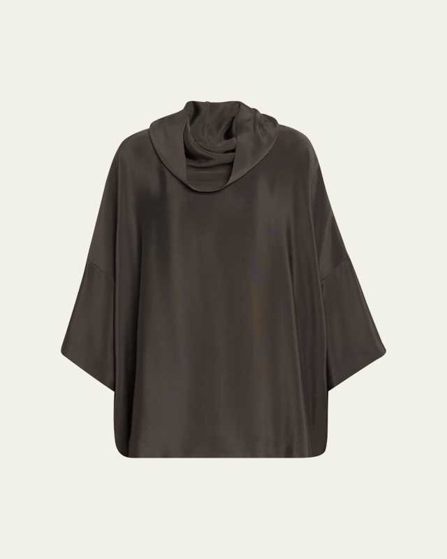 Sloped Shoulder Cowl-Neck Top (Long Length)