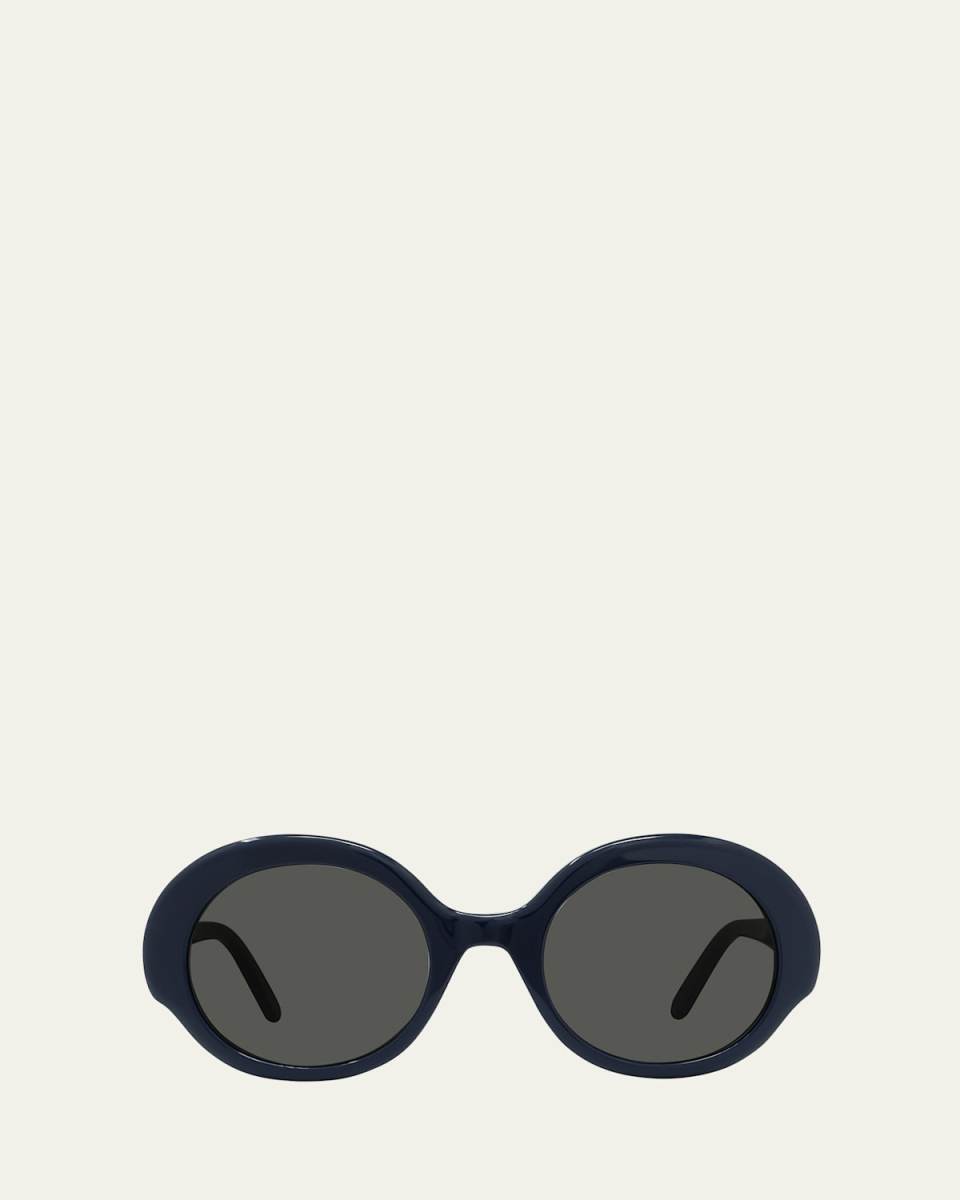 Logo Acetate Round Sunglasses