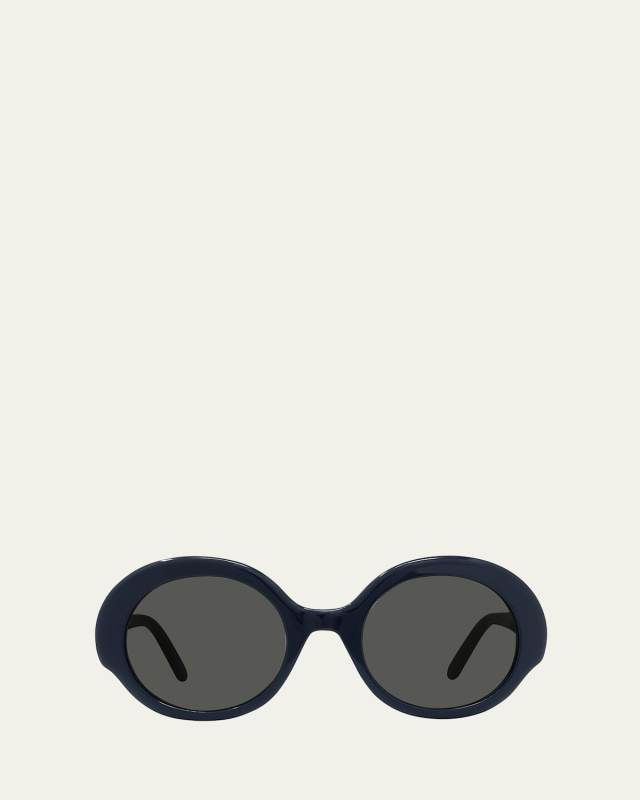 Logo Acetate Round Sunglasses