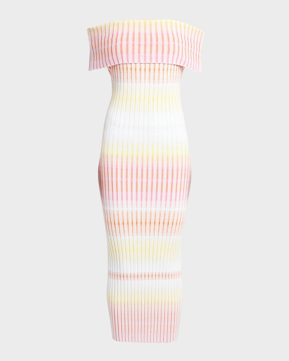 Off-The-Shoulder Rib Midi Dress