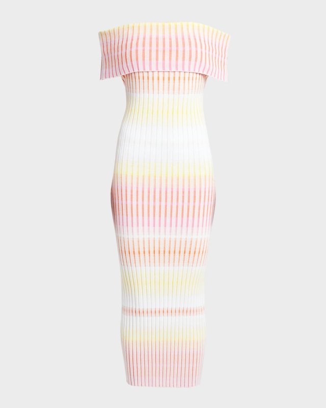 Off-The-Shoulder Rib Midi Dress