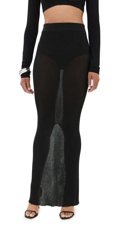 LaQuan Smith Knit Column Skirt Black