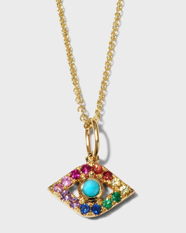 Large Eye Necklace with Stones Surrounding in Rainbow