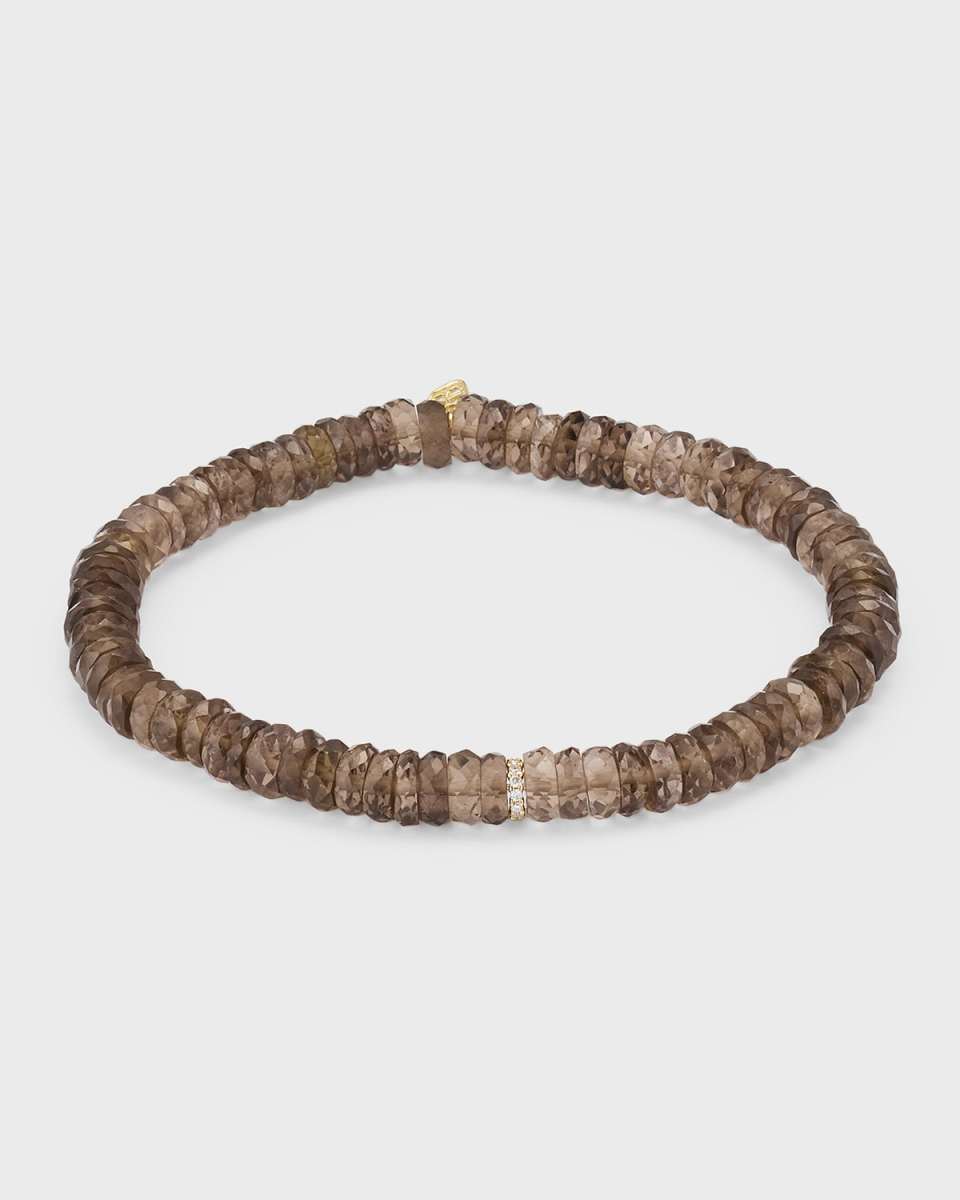 Diamond Rondelle & Faceted Smokey Topaz Bead Bracelet