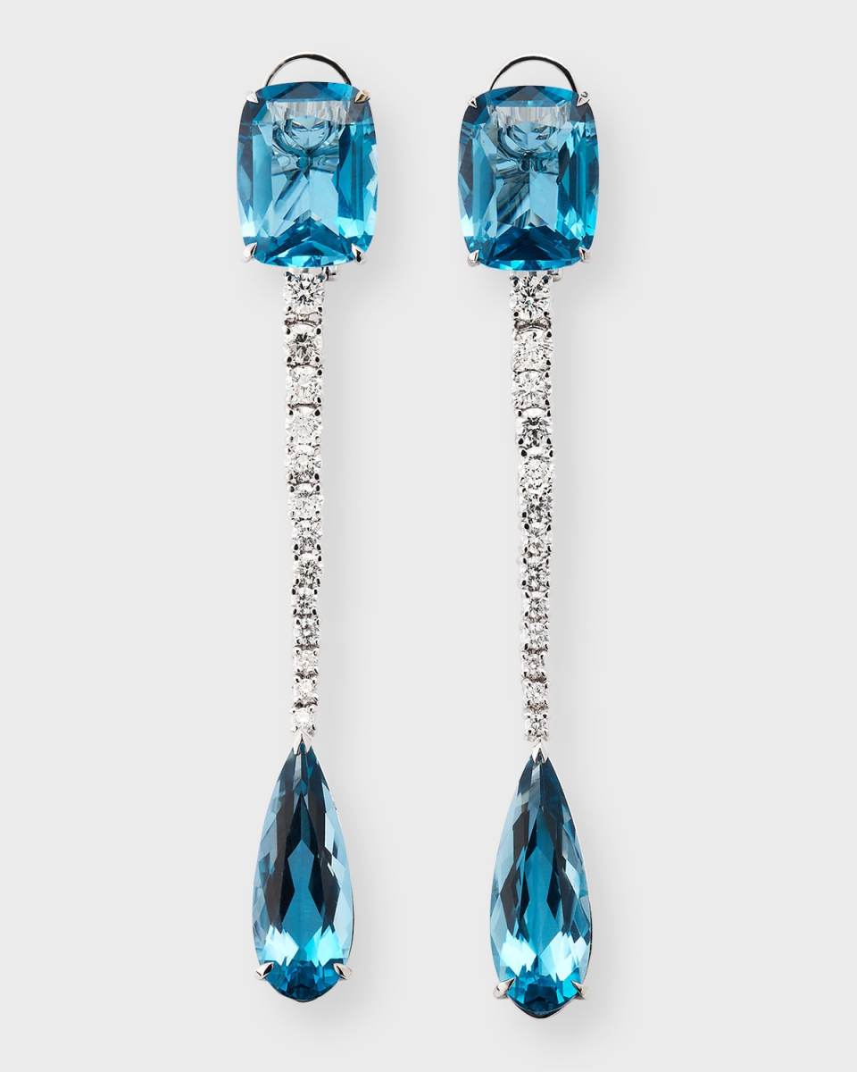 Swinging 18k White Gold London Blue Topaz Earrings