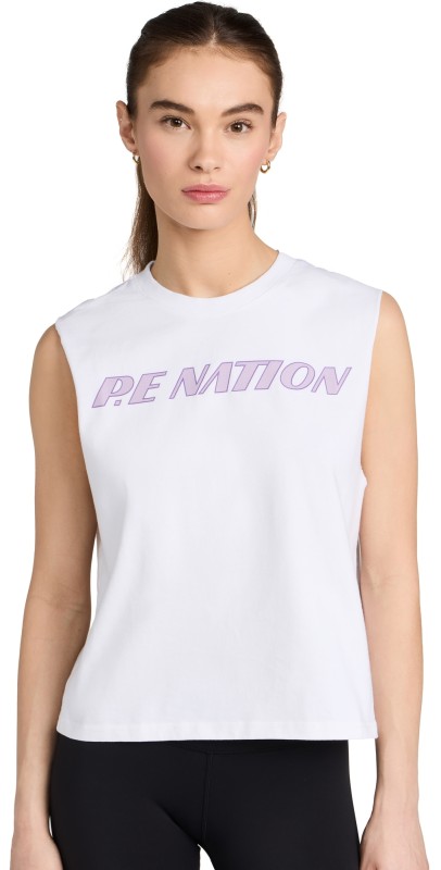 P. E NATION Double Jump Tank Optic White