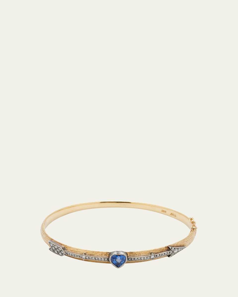 Cupids Arrow Bracelet with Diamonds and Blue Sapphire
