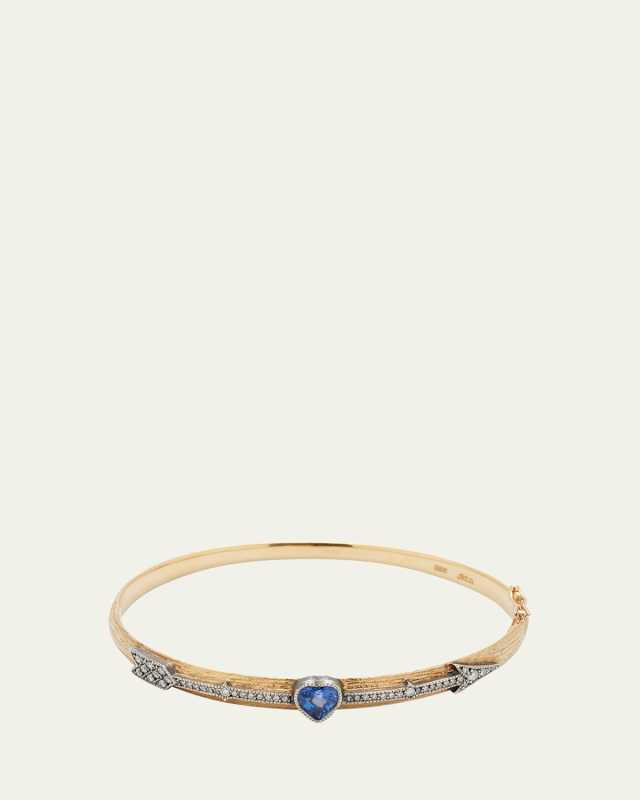 Cupids Arrow Bracelet with Diamonds and Blue Sapphire