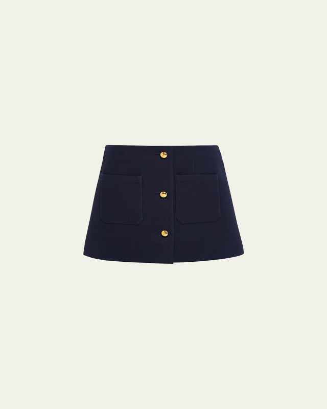 Buttoned Wool Mini Skirt