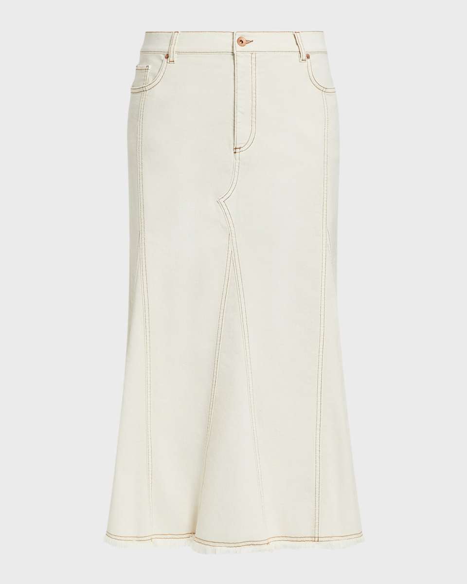 Plus Size Samuele Godet Denim Midi Skirt