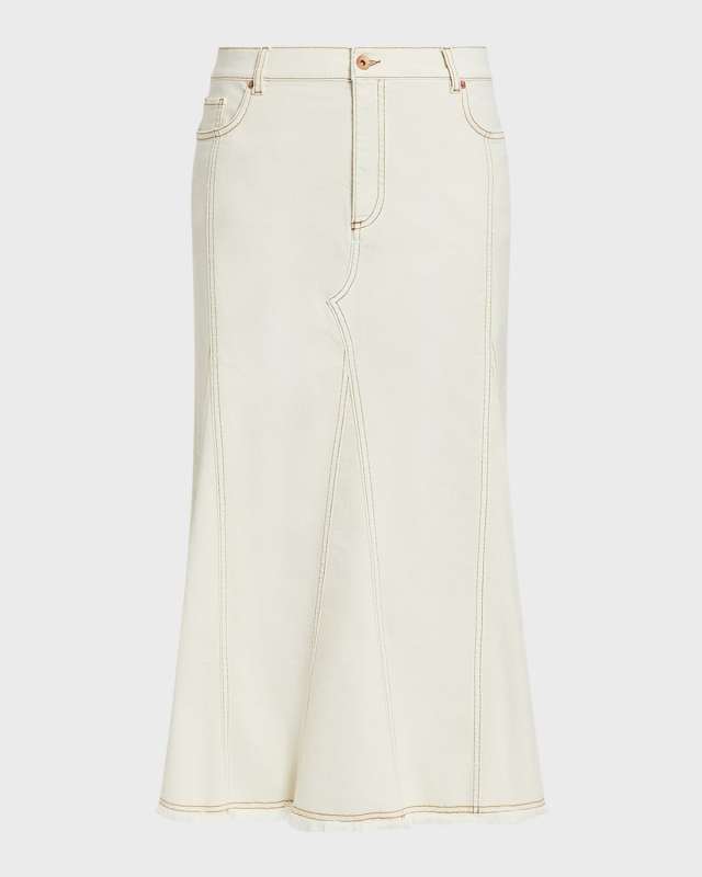 Plus Size Samuele Godet Denim Midi Skirt