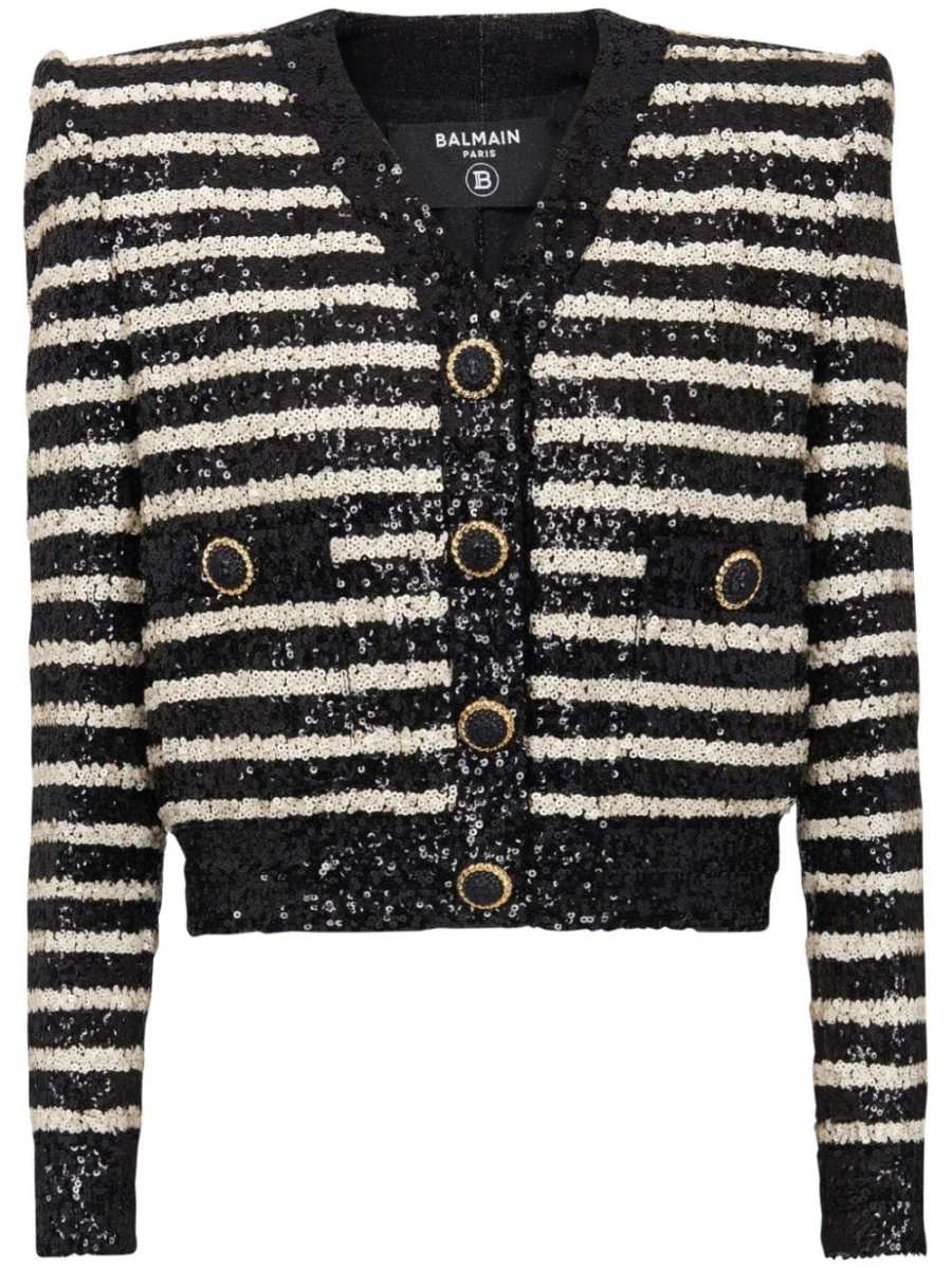 striped sequinned jacket