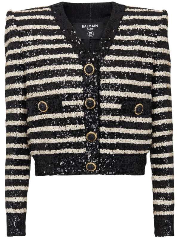 striped sequinned jacket