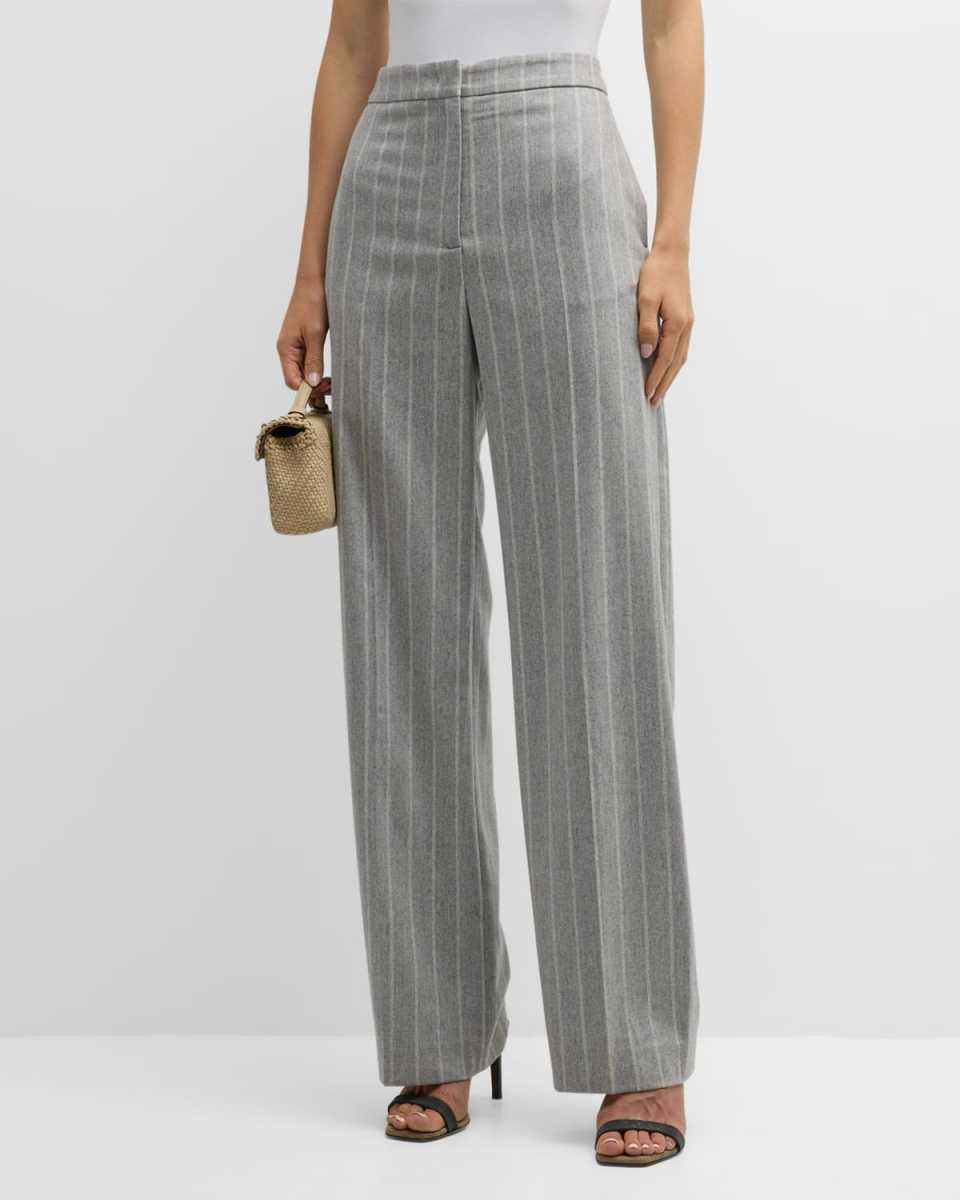 Pinstripe Straight-Leg Pants