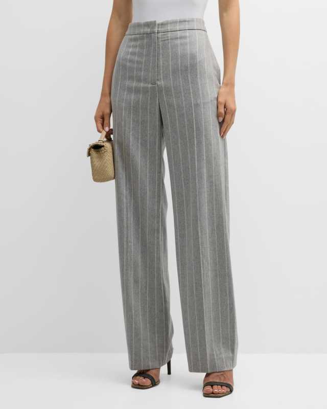 Pinstripe Straight-Leg Pants